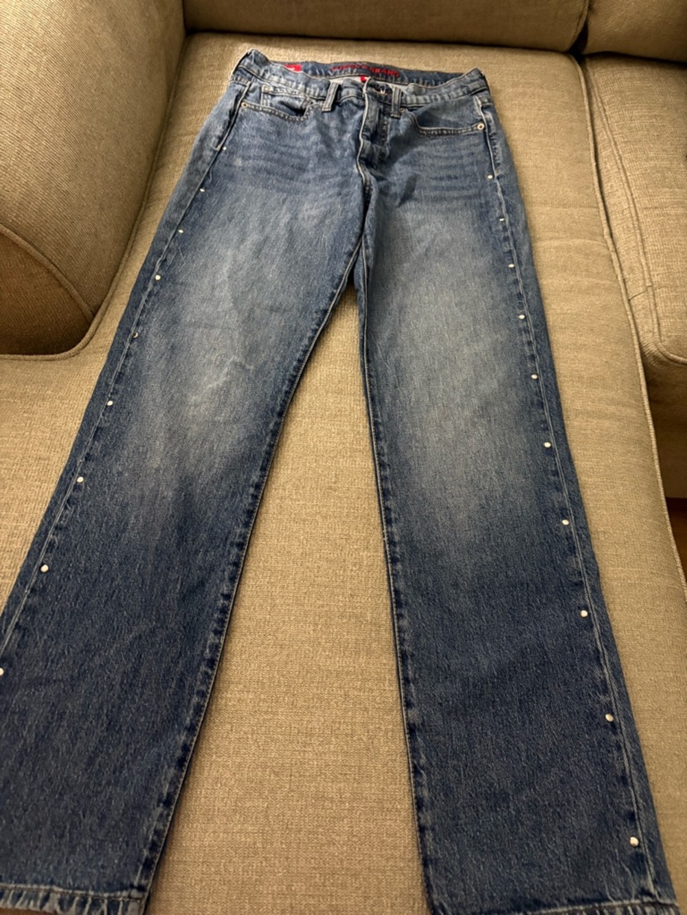 Lucky Brand Mid Blue Straight Leg Jeans with Side Studs